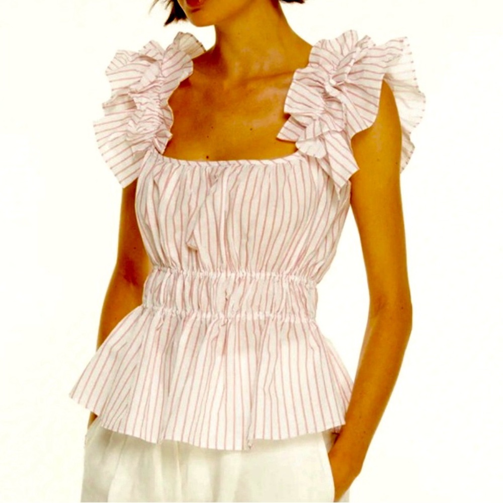 Striped Ruffle Sleeve Blouse